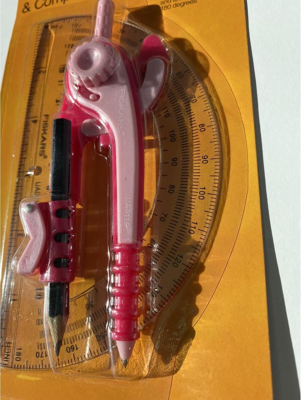 Fiskars Protractor and Compass Set Geometry Drawing Tool New - Picture 2 of 5